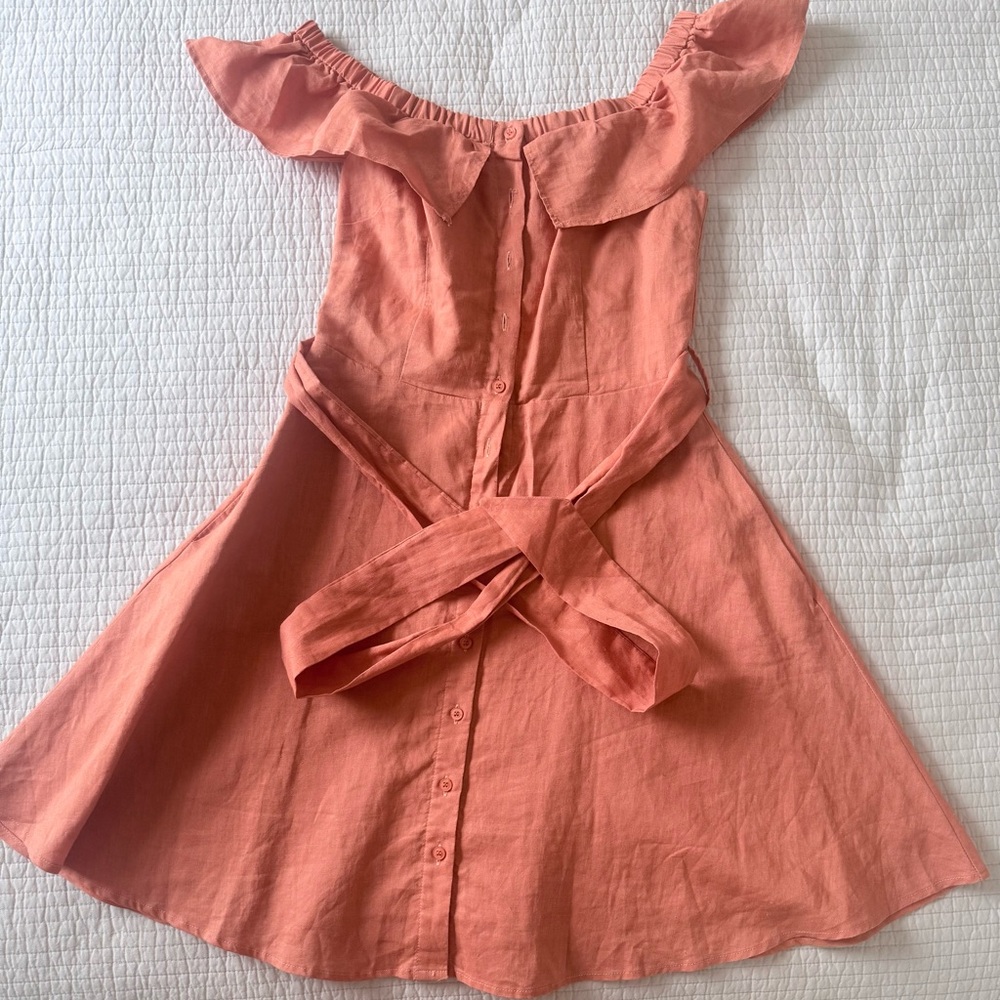 Elegant Coral Off-Shoulder Mini Dress